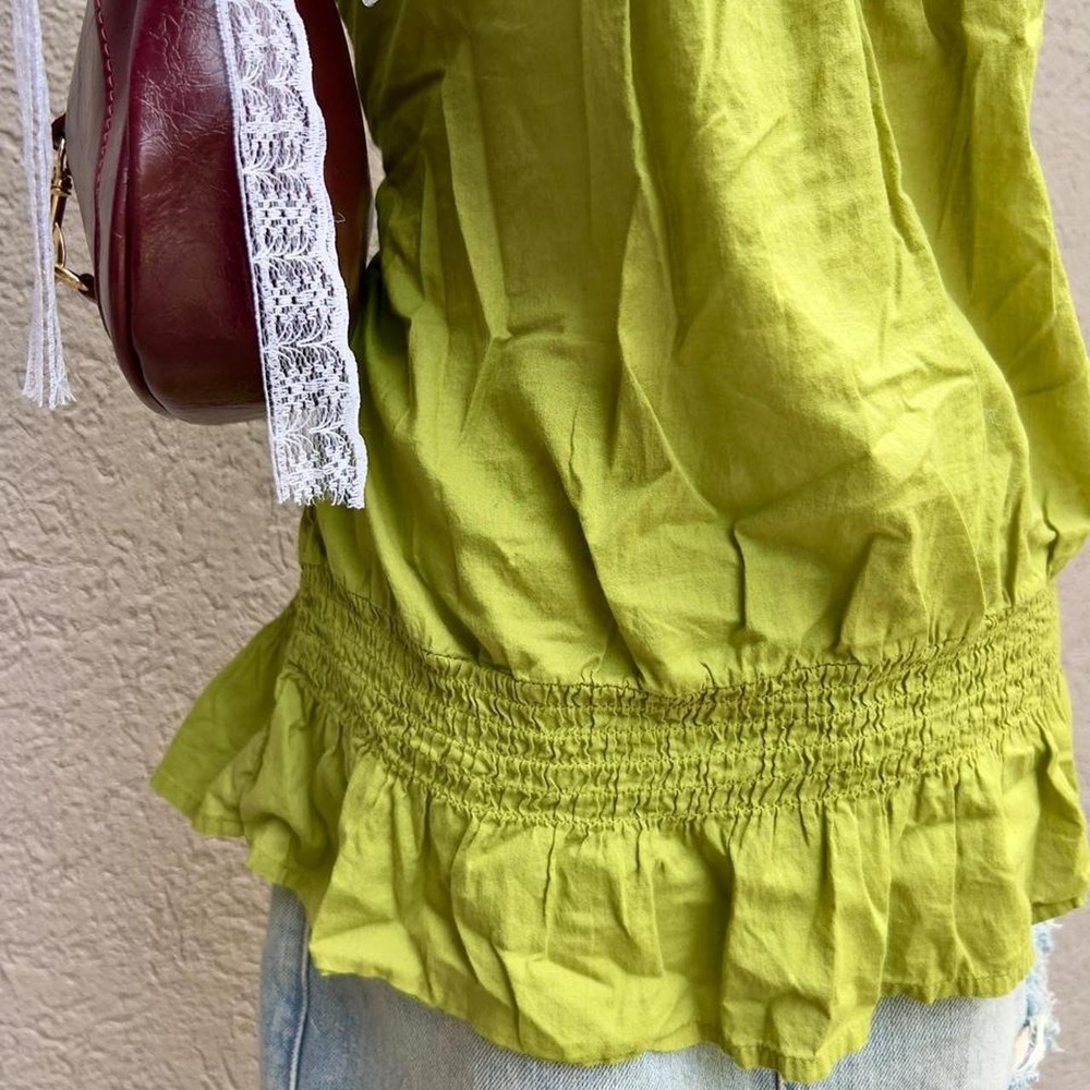 Vintage Y2K Apt 9 Lime Green Beaded Tank Top Size Large Boho Festival - Picture 4 of 8